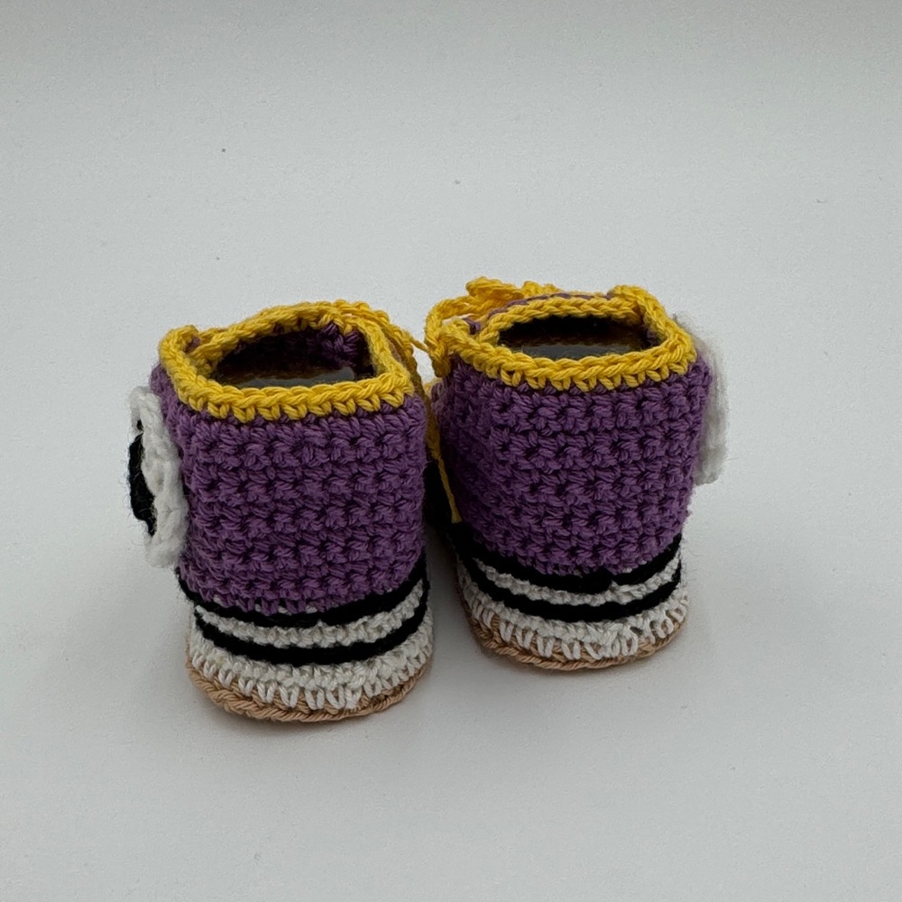 LA Lakers Purple and Yellow Kids Crochet Sneakers - Picture 5 of 6